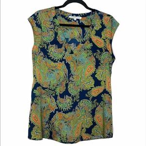 Daniel Rainn paisley blue multi color dress top (G1)